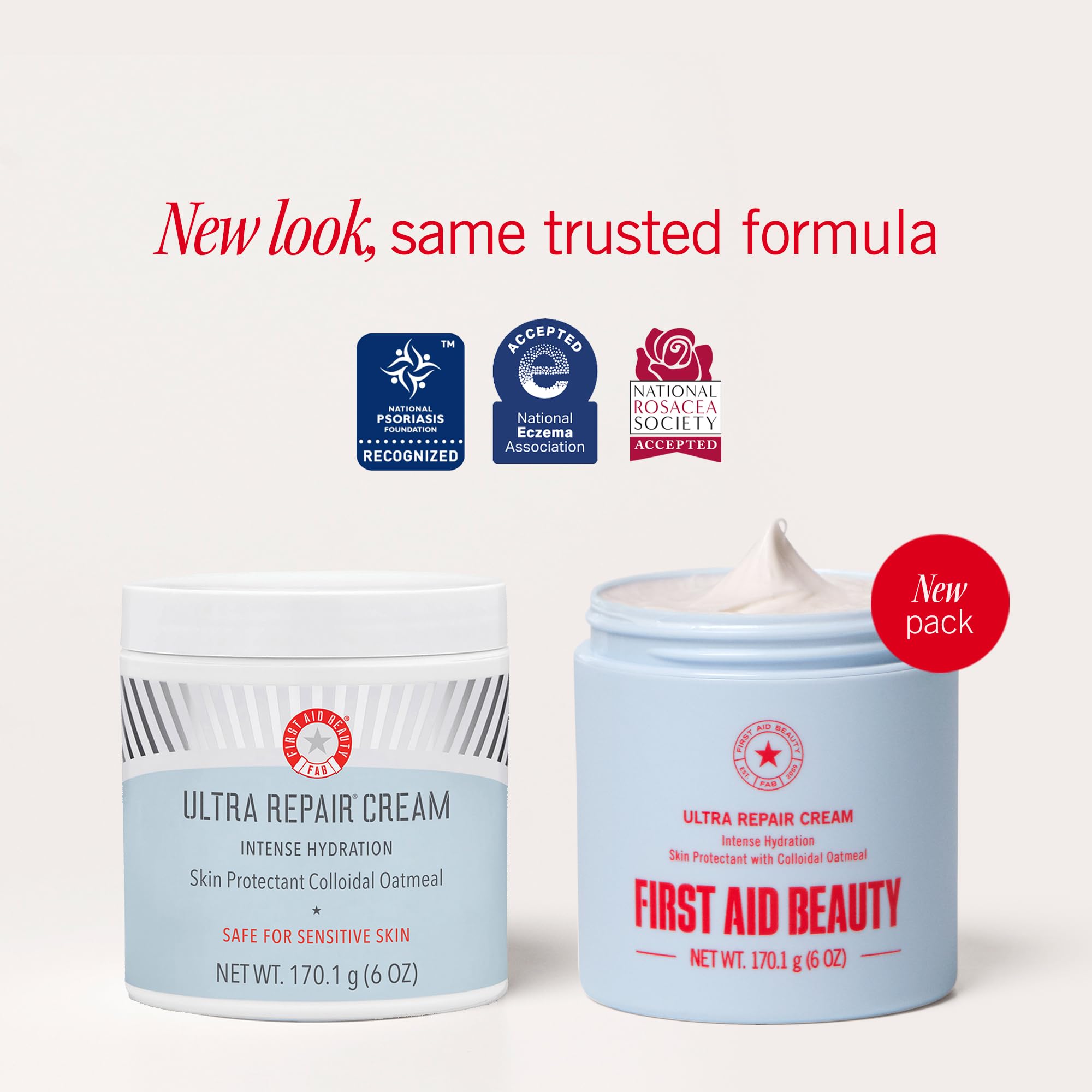First Aid Beauty Ultra Repair Cream texture close-up shows whipped absorption