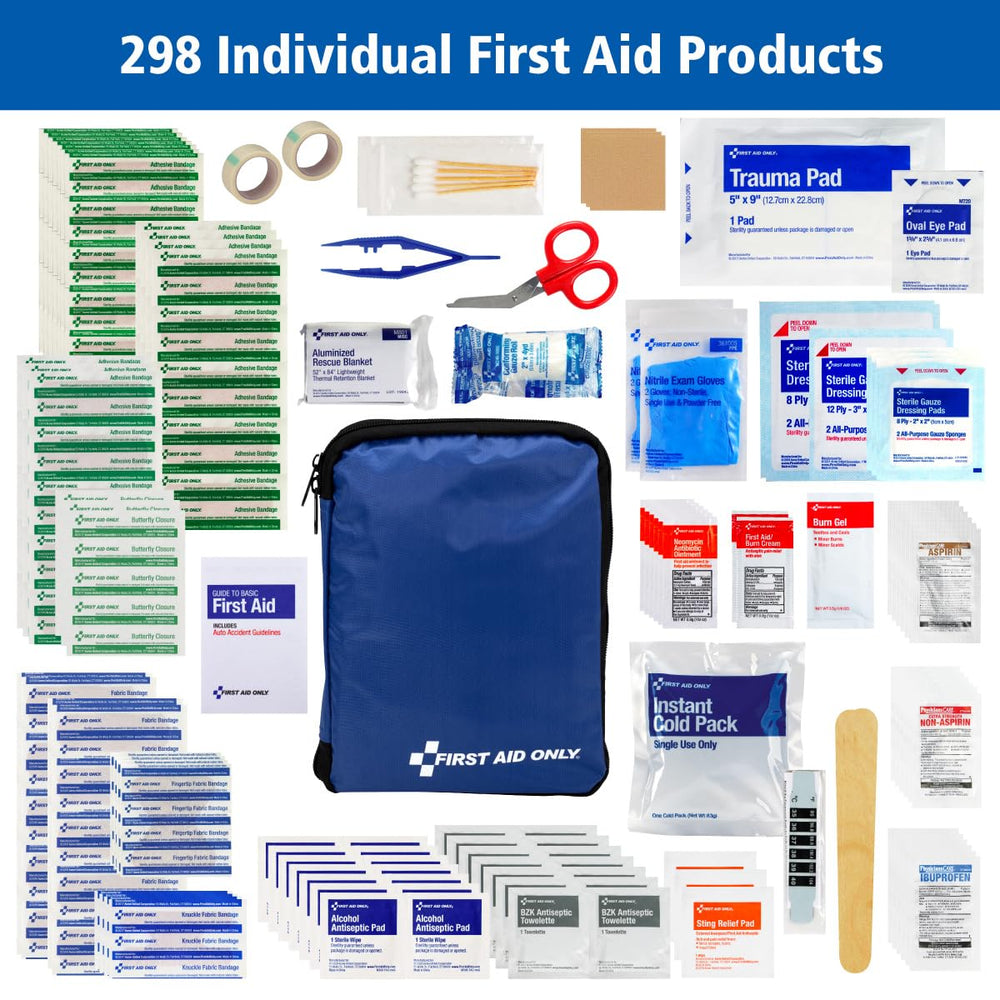 First Aid Only burn cream and antiseptic towelettes for cleansing wounds.