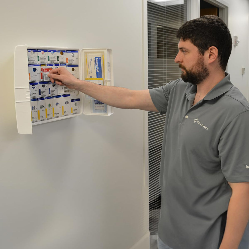 First Aid Only jobsite-ready kit improves organization during emergencies.