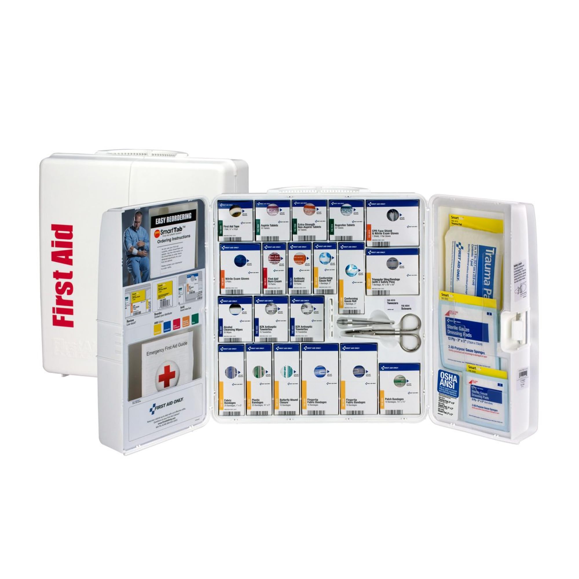 First Aid Only SmartCompliance 50-person cabinet wall-mounted for rapid access.