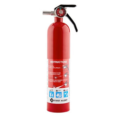 First Alert HOME1 fire extinguisher side-mount view showing durable body