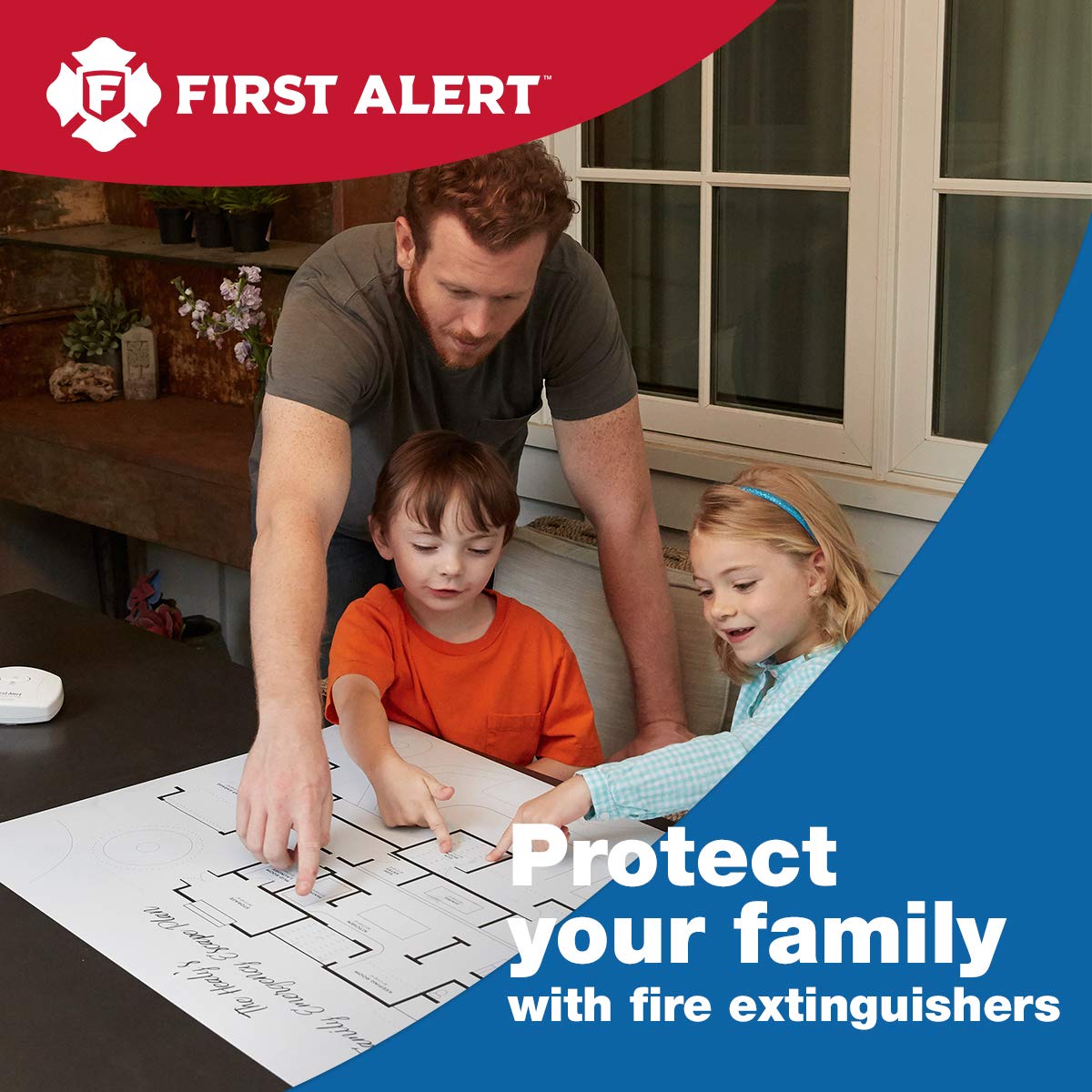 First Alert PRO5 extinguisher valve and gauge illustrating ready status.
