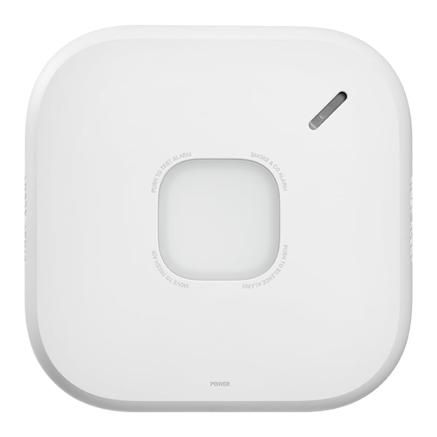 First Alert SC5 hardwire alarm unit with dual smoke and CO sensors for home safety.