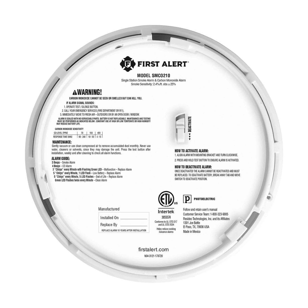 First Alert SMCO210 Precision Detection technology reduces nuisance alarms while early warning.