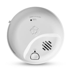 First Alert SMICO100-AC interconnected smoke and CO alarm front view for wall mounting.