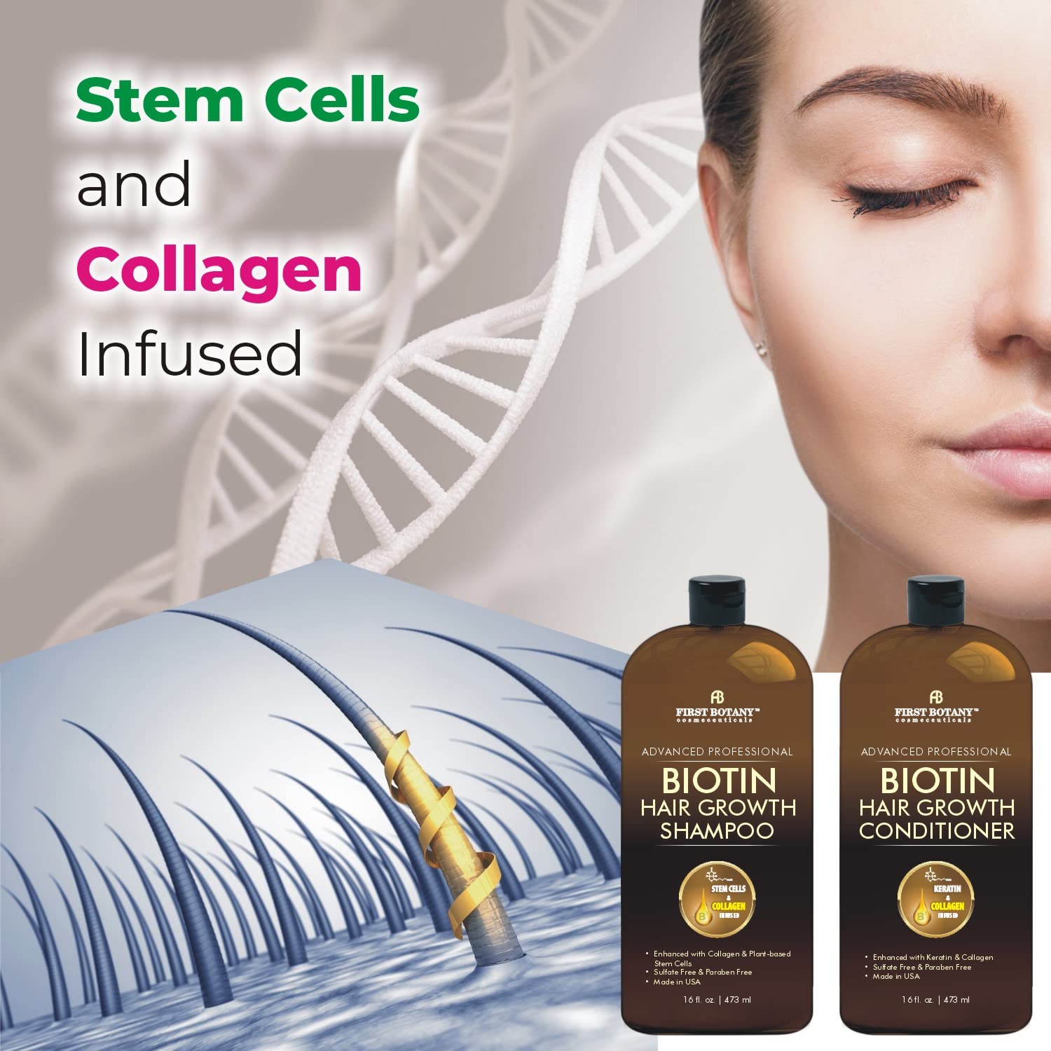 First Botany Biotin Conditioner bottle with detangling and shine benefits.