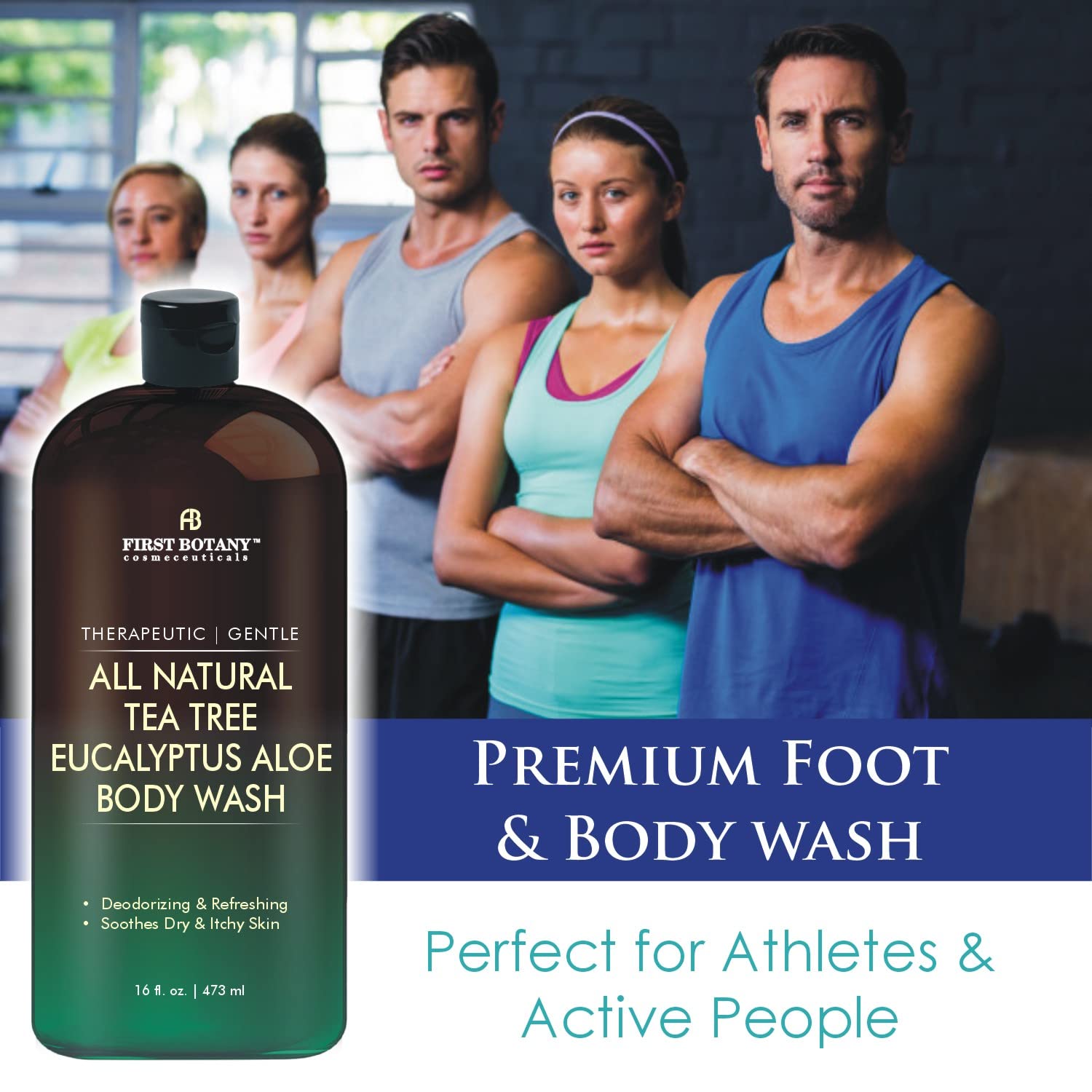 Deodorizing First Botany body wash provides refreshing scent and cleanliness.