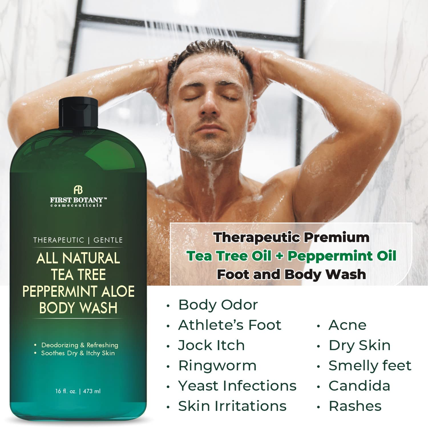 First Botany Tea Tree Mint shower lather ready for a refreshing wash.