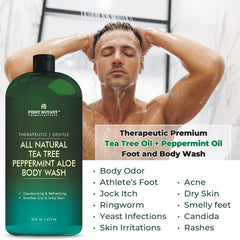 First Botany Tea Tree Mint shower lather ready for a refreshing wash.