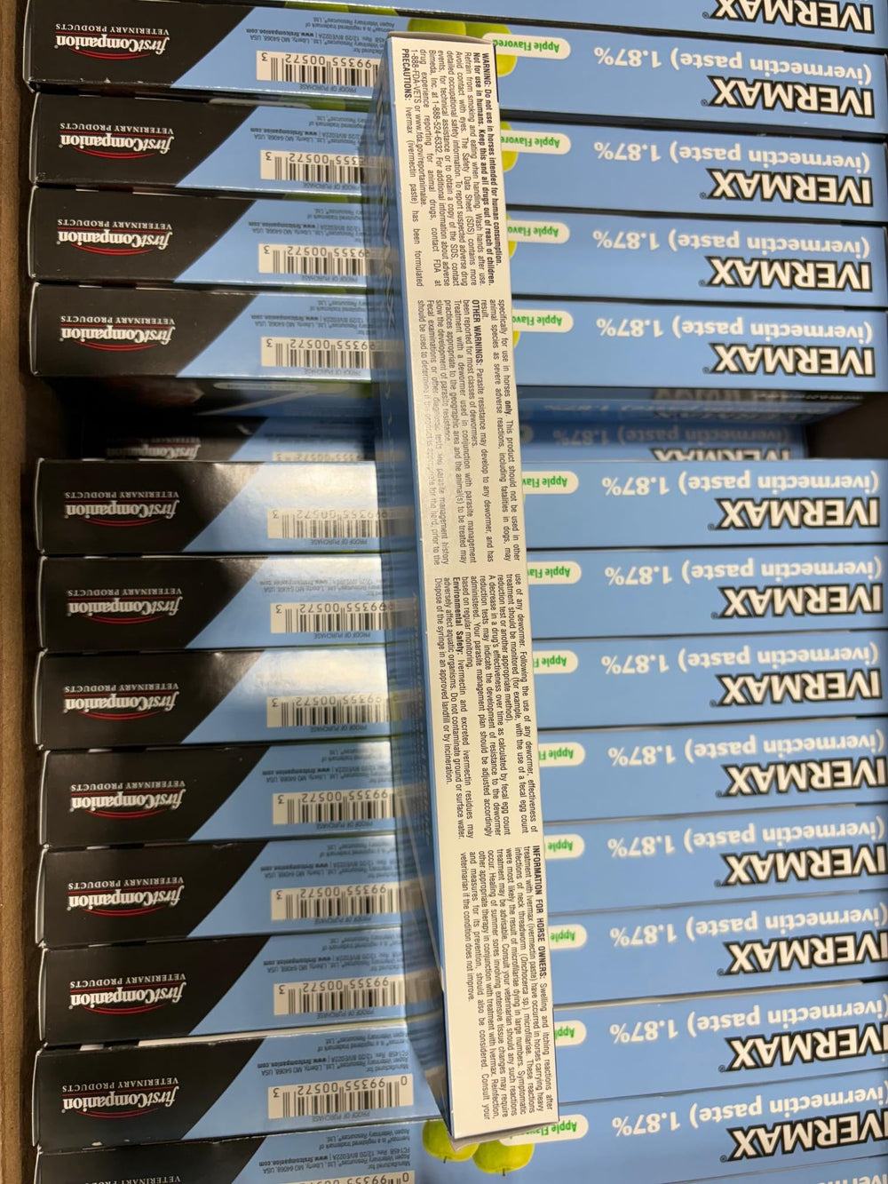 First Companion Ivermax paste packaging close-up shows easy-dose design.