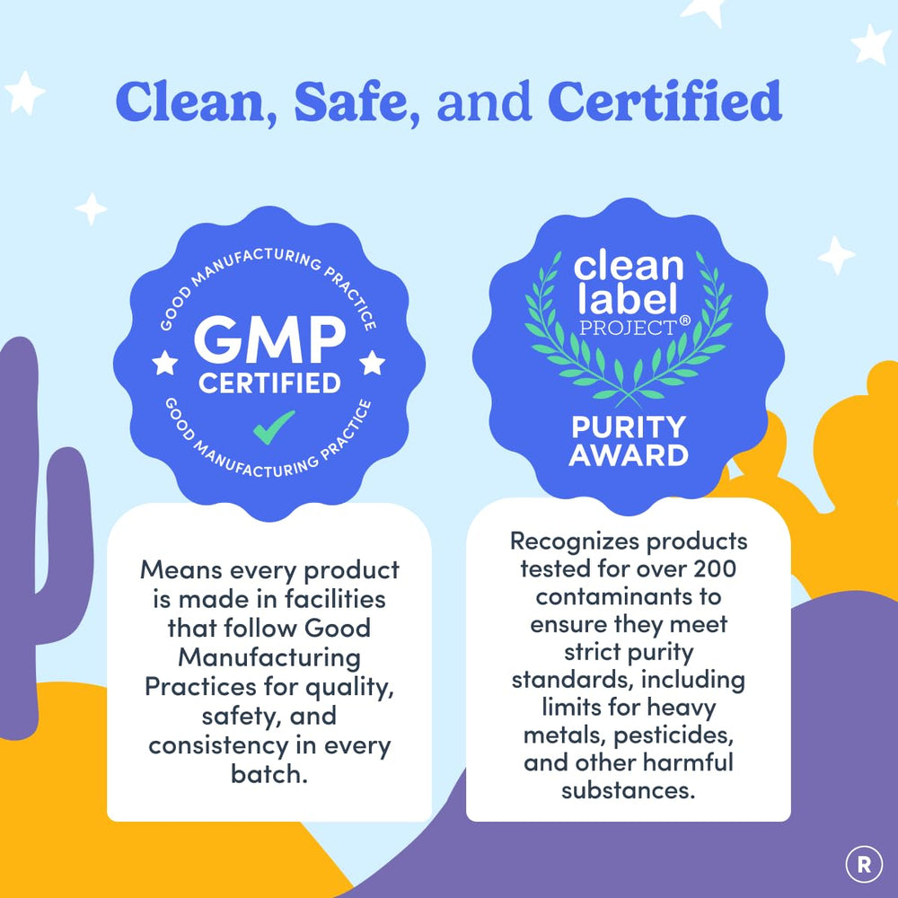 FIRST DAY Kids Magnesium Citrate Gummies back-of-package detail lists allergen-free promise.