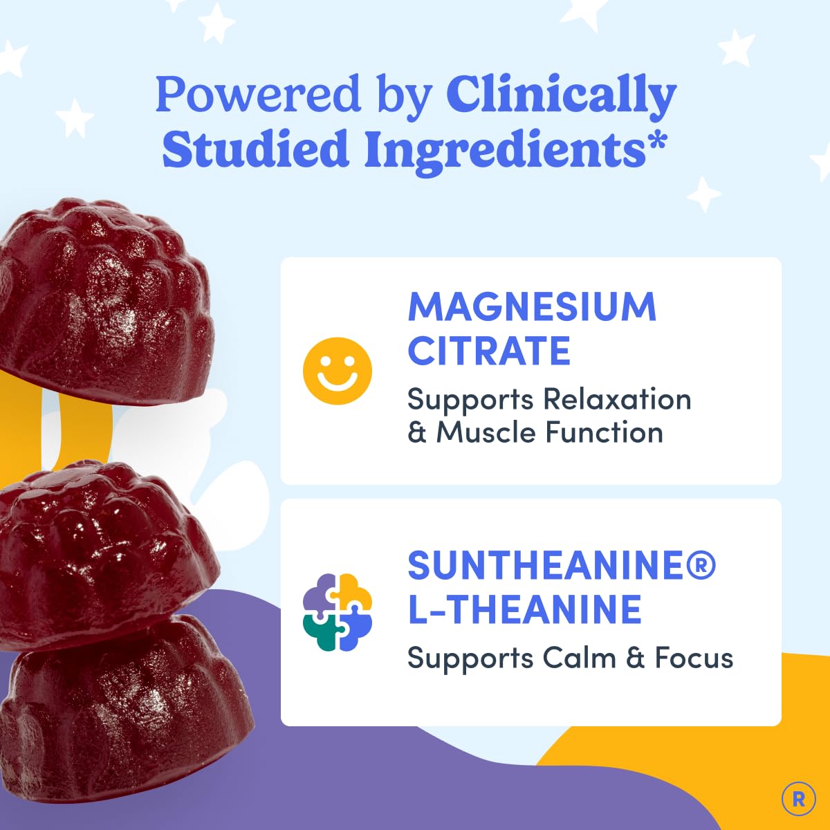 FIRST DAY Kids Magnesium Citrate Gummies label emphasizes chelated magnesium for absorption.