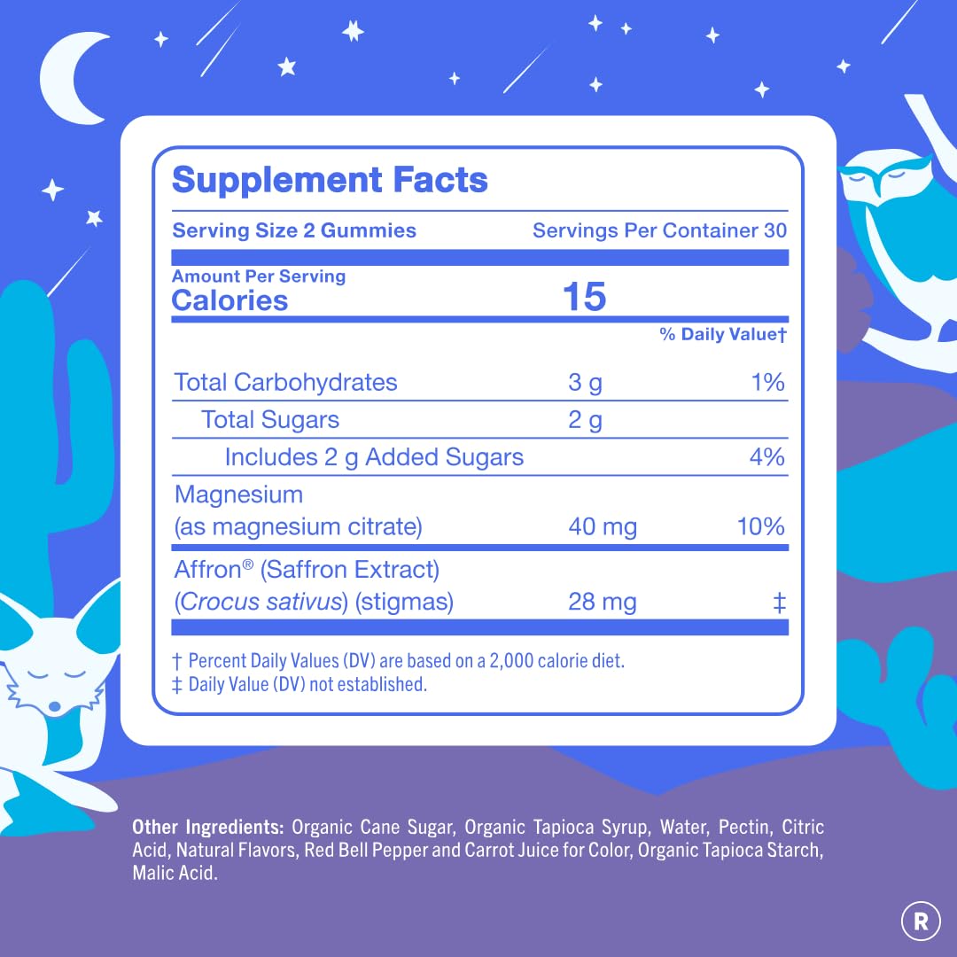 Affron ingredient panel in First Day Teens’ Nighttime Reset for relaxed evenings.
