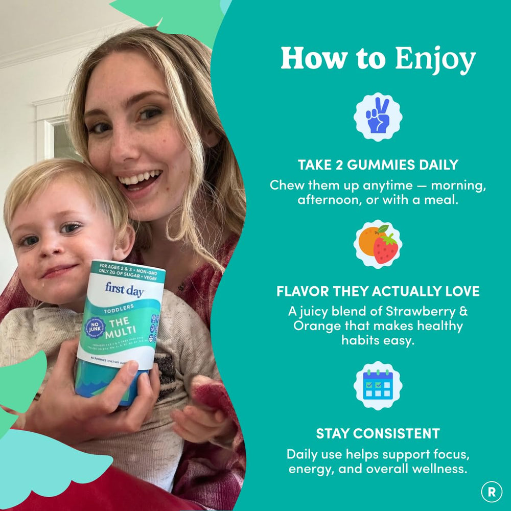First Day Toddler Multivitamin Gummies bite-sized chews for little mouths