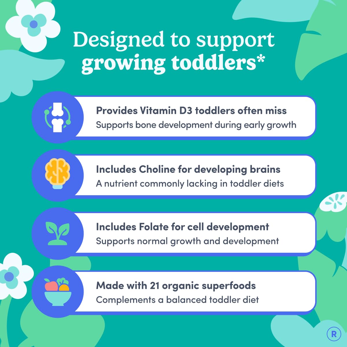 First Day Toddler Multivitamin Gummies packaging highlights clean ingredients