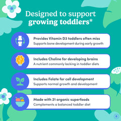 First Day Toddler Multivitamin Gummies packaging highlights clean ingredients