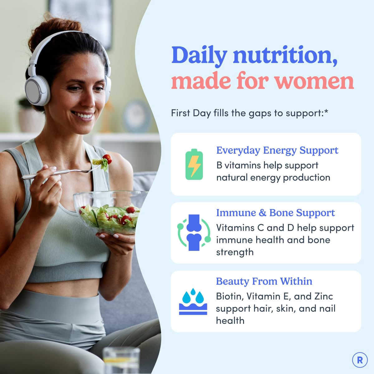 FIRST DAY gummies with apples and blueberries offer tasty daily energy support.