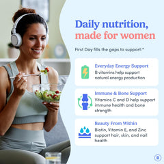 FIRST DAY gummies with apples and blueberries offer tasty daily energy support.