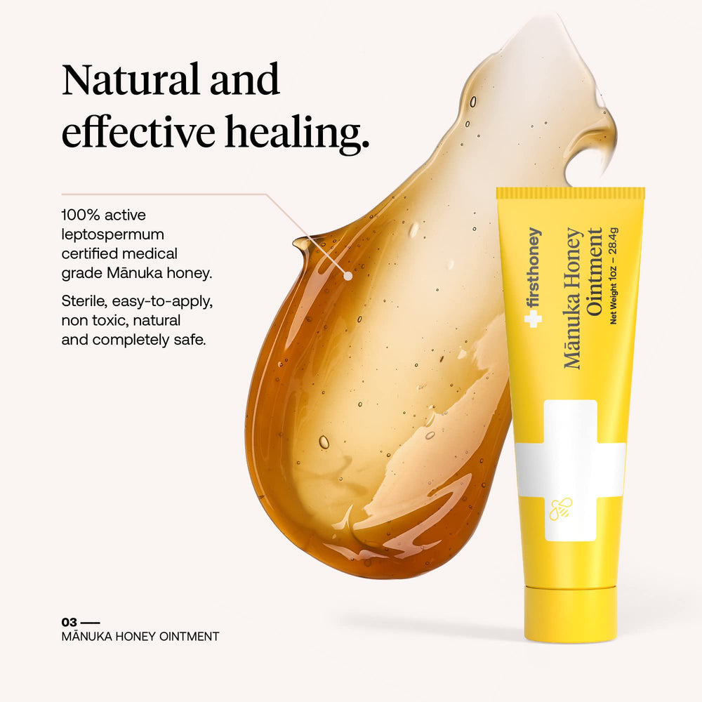 First Honey family-owned New Zealand farm branding emphasising natural healing.
