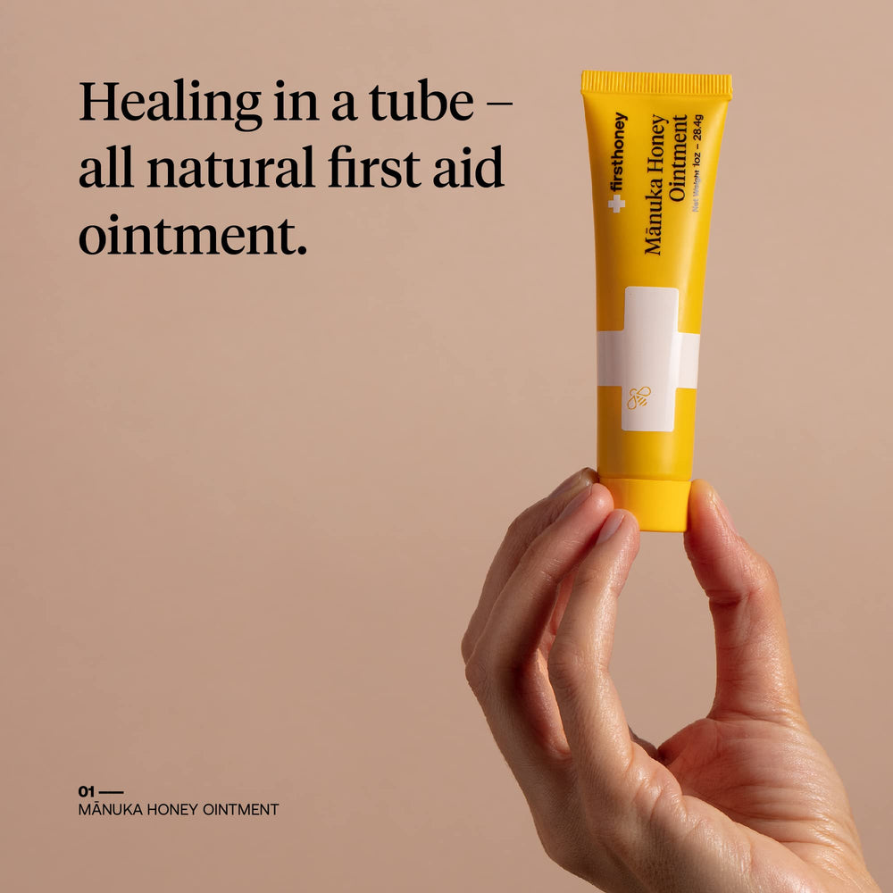 First Honey sterile honey ointment texture illustrating natural barrier and moisture.