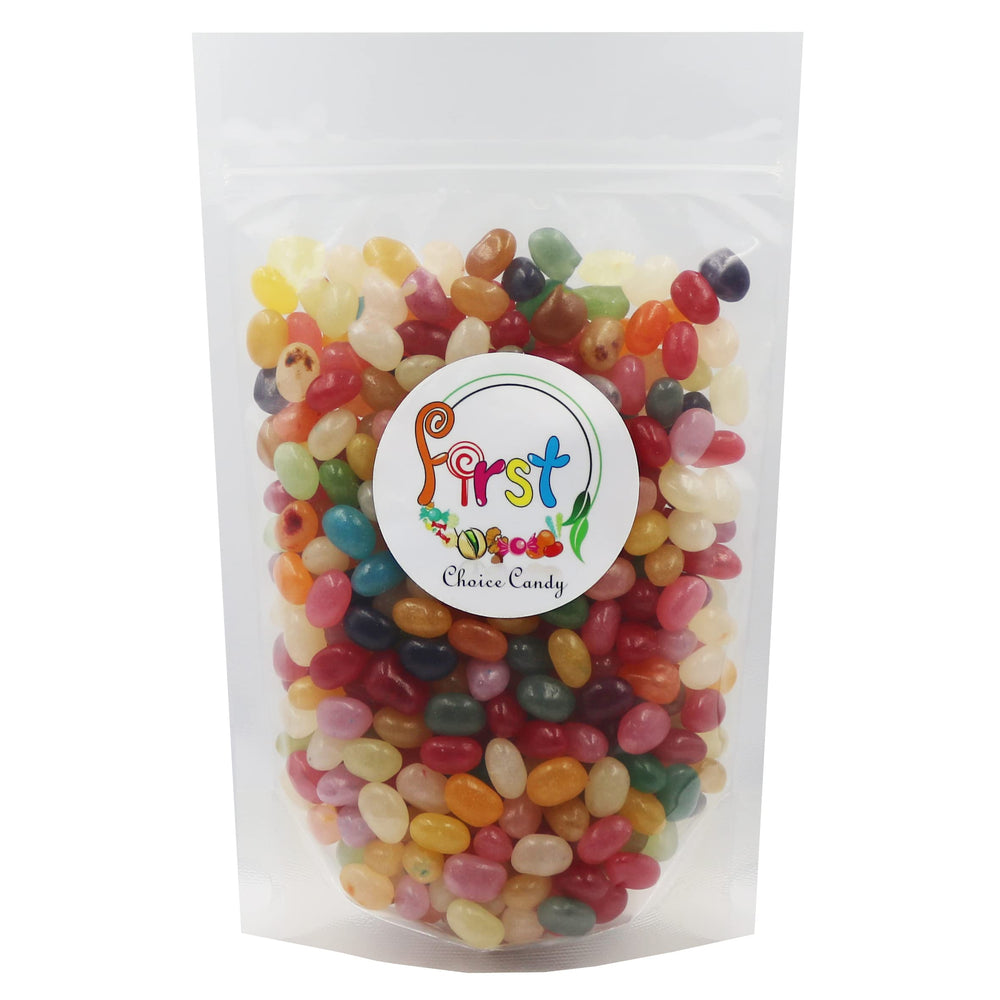 FirstChoiceCandy jelly beans in jar present a gift-ready snack option.