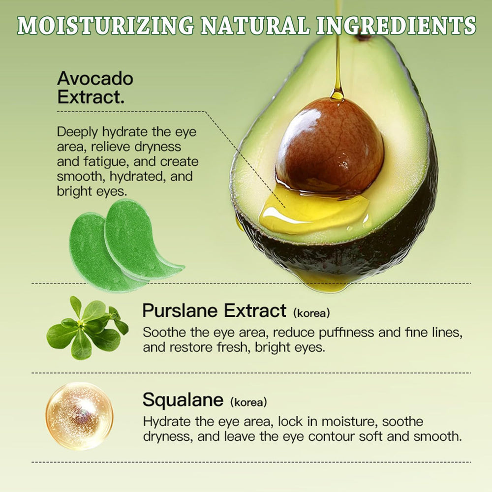 Firstfly avocado eye mask patch applied on the eye area for soothing moisture