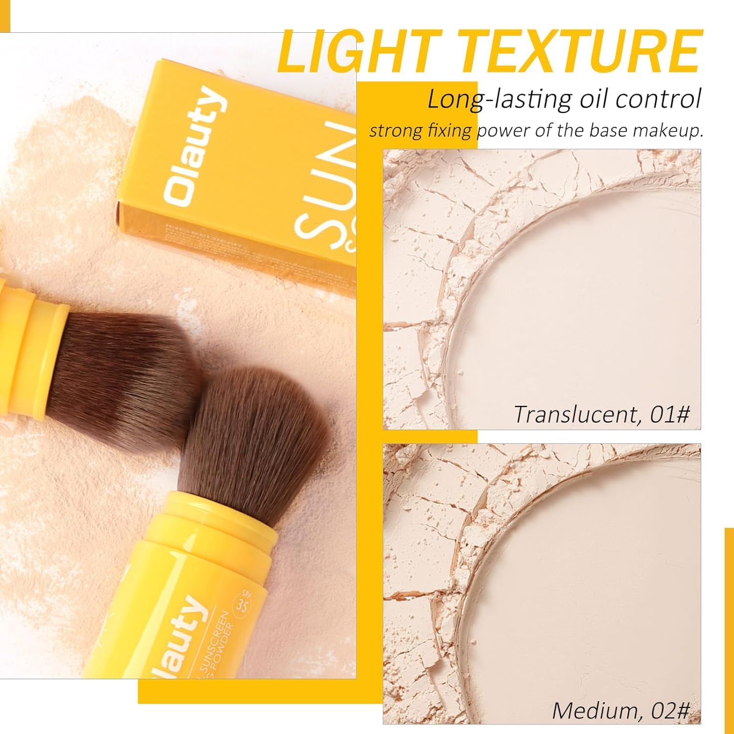 Firstfly setting powder bottle close-up highlighting translucent formula