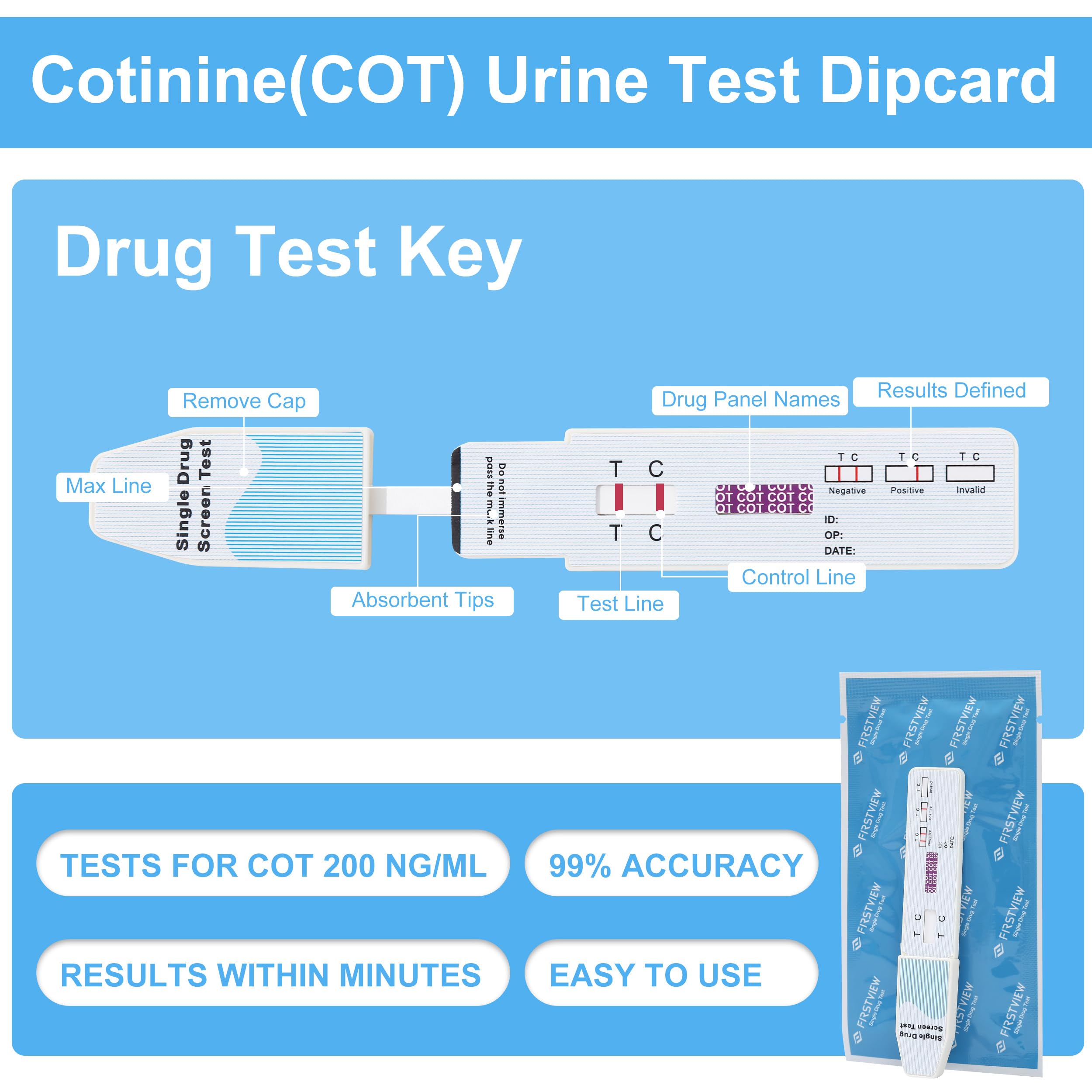 FIRSTVIEW 1-10 days detection note for cotinine in urine.
