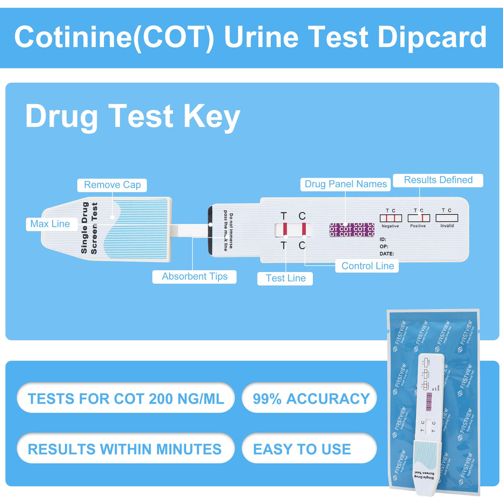 FIRSTVIEW 1-10 days detection note for cotinine in urine.