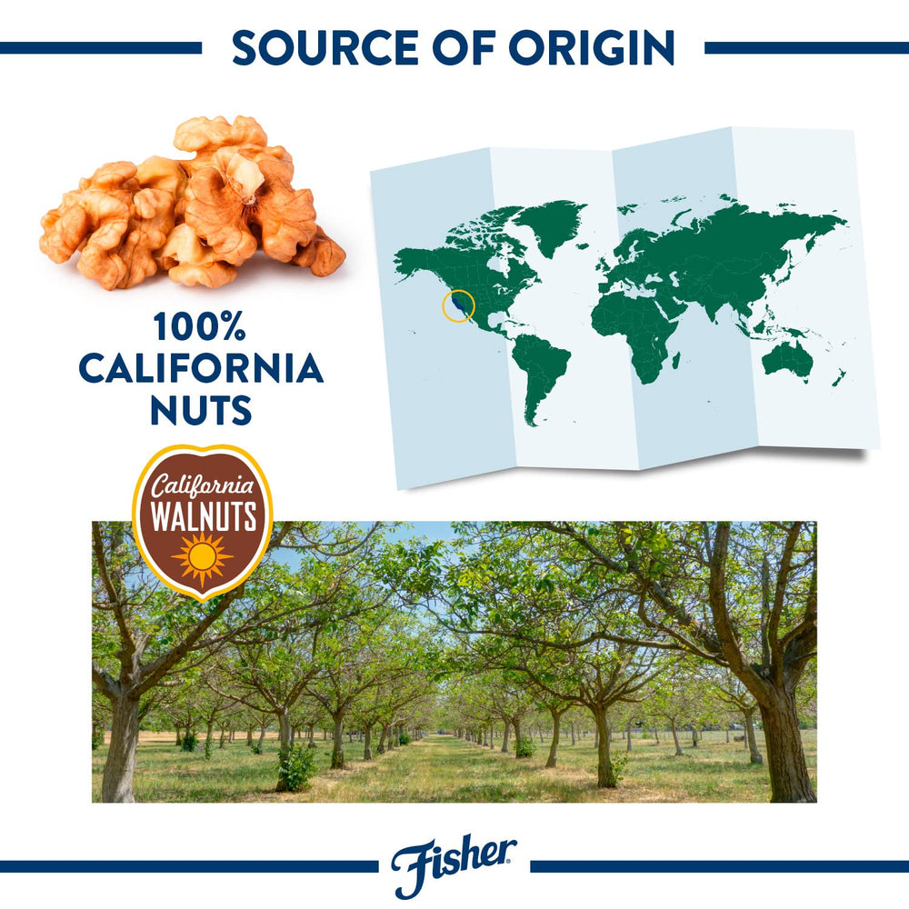 Fisher Chef's Naturals California walnuts grown in Northern California with no preservatives.
