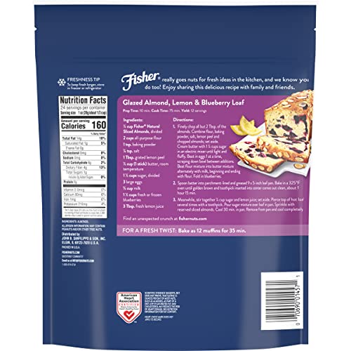 Fisher Chef's Naturals resealable bag keeps almonds fresh for everyday use.