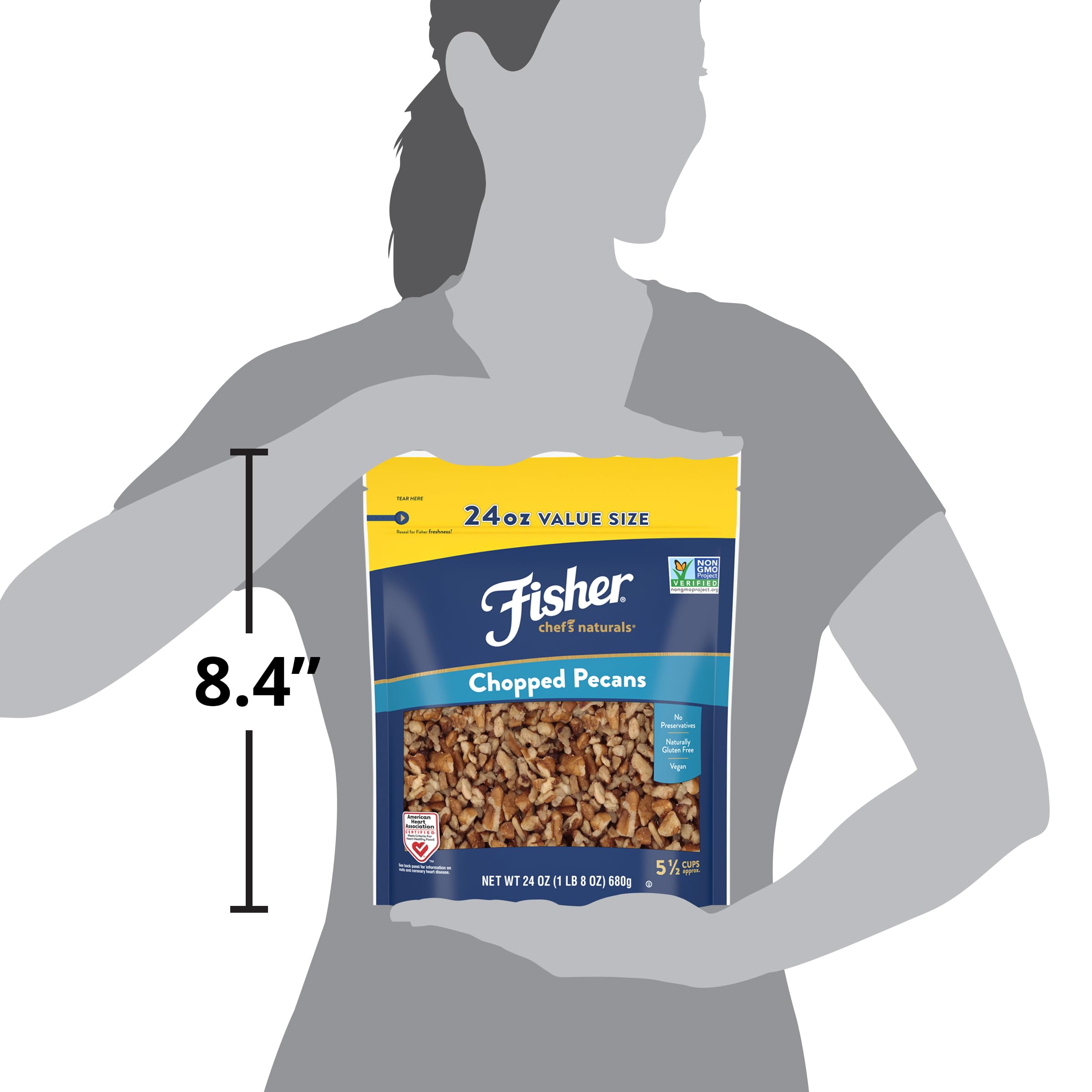 North American pecans origin label, non-GMO and Kosher certified