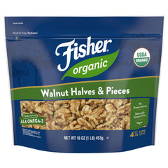 Fisher Chef's Naturals walnuts in front-pack view ready for snacking or baking