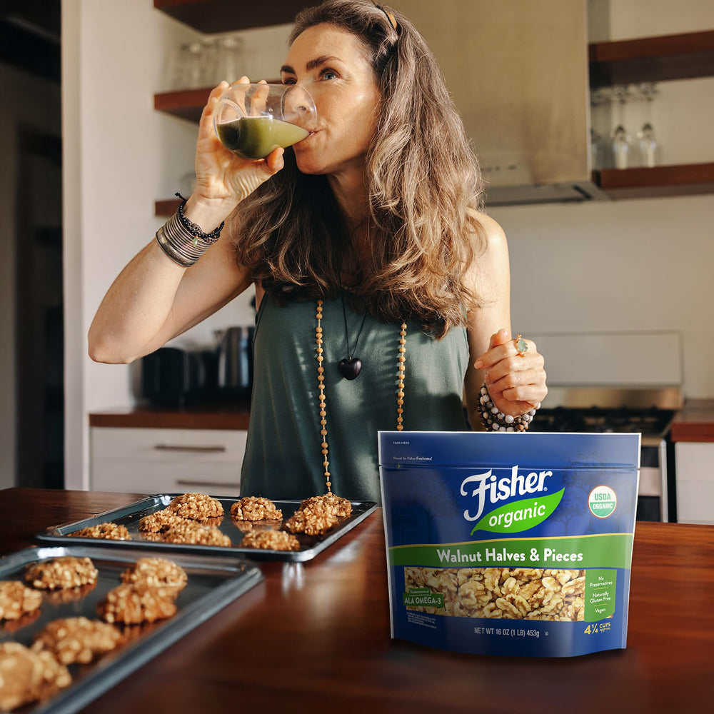 Close-up of Fisher Chef's Naturals walnuts texture highlighting quality
