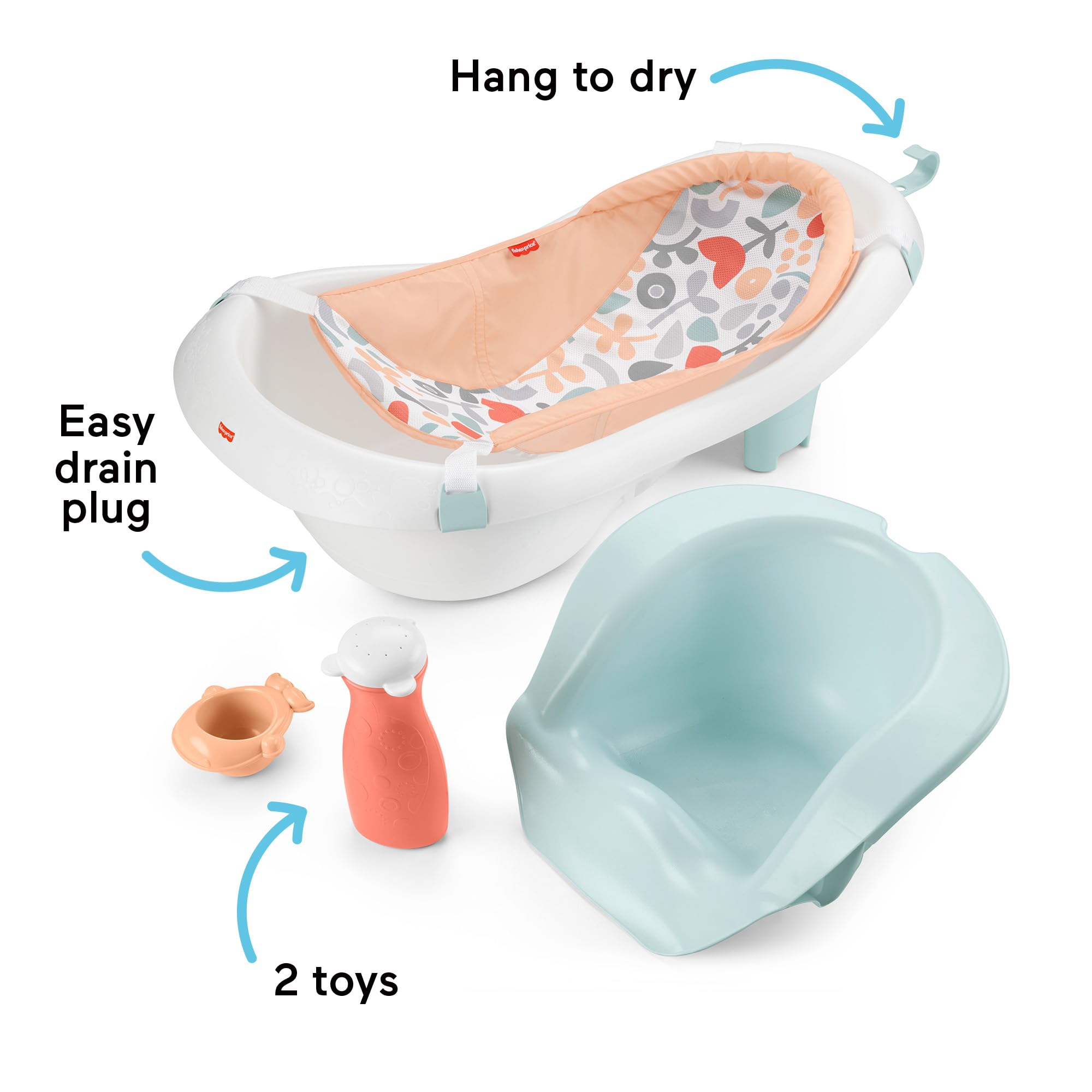 Fisher-Price tub fits in most sinks and adult tubs for convenience