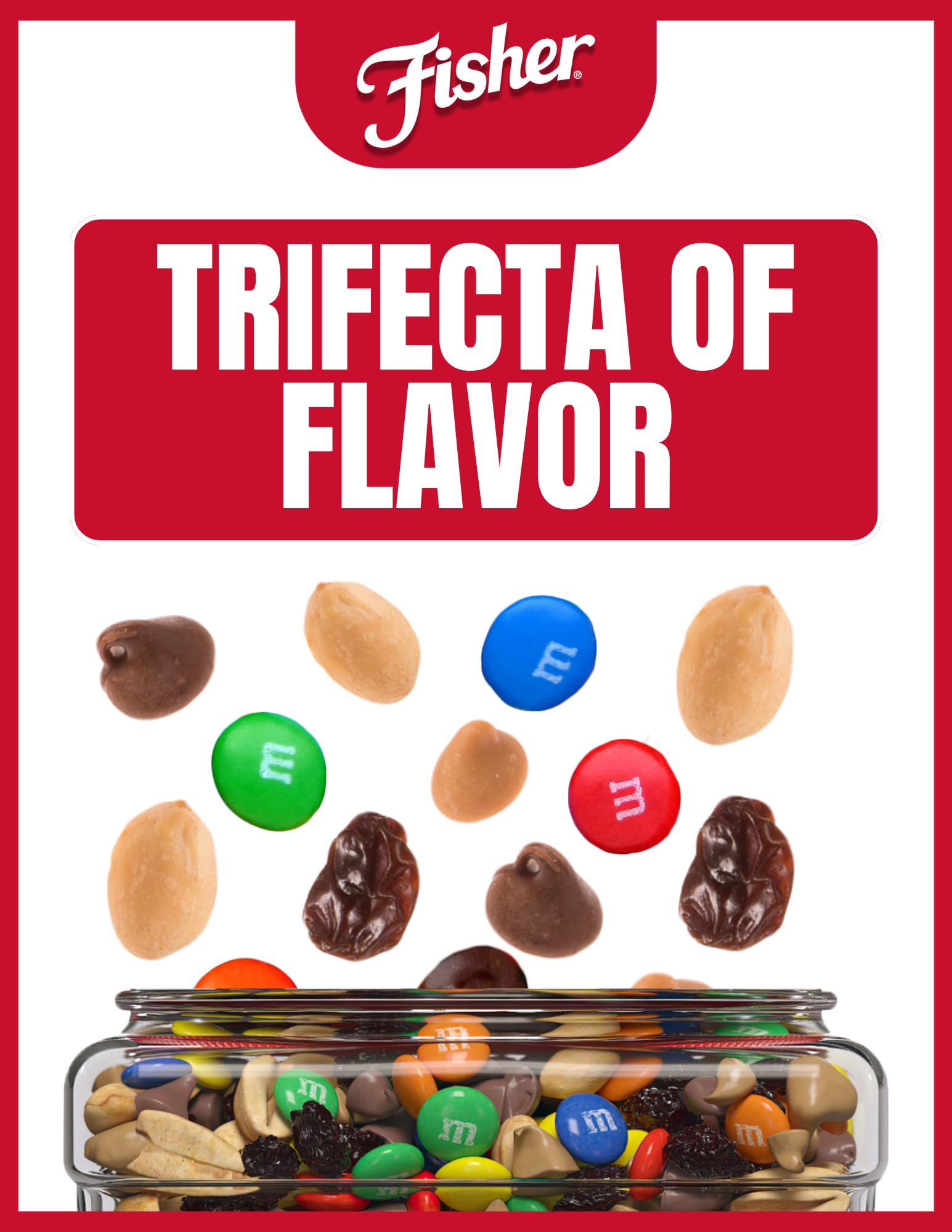 Fisher Snack Indulgent Trail Mix raisins provide natural sweetness