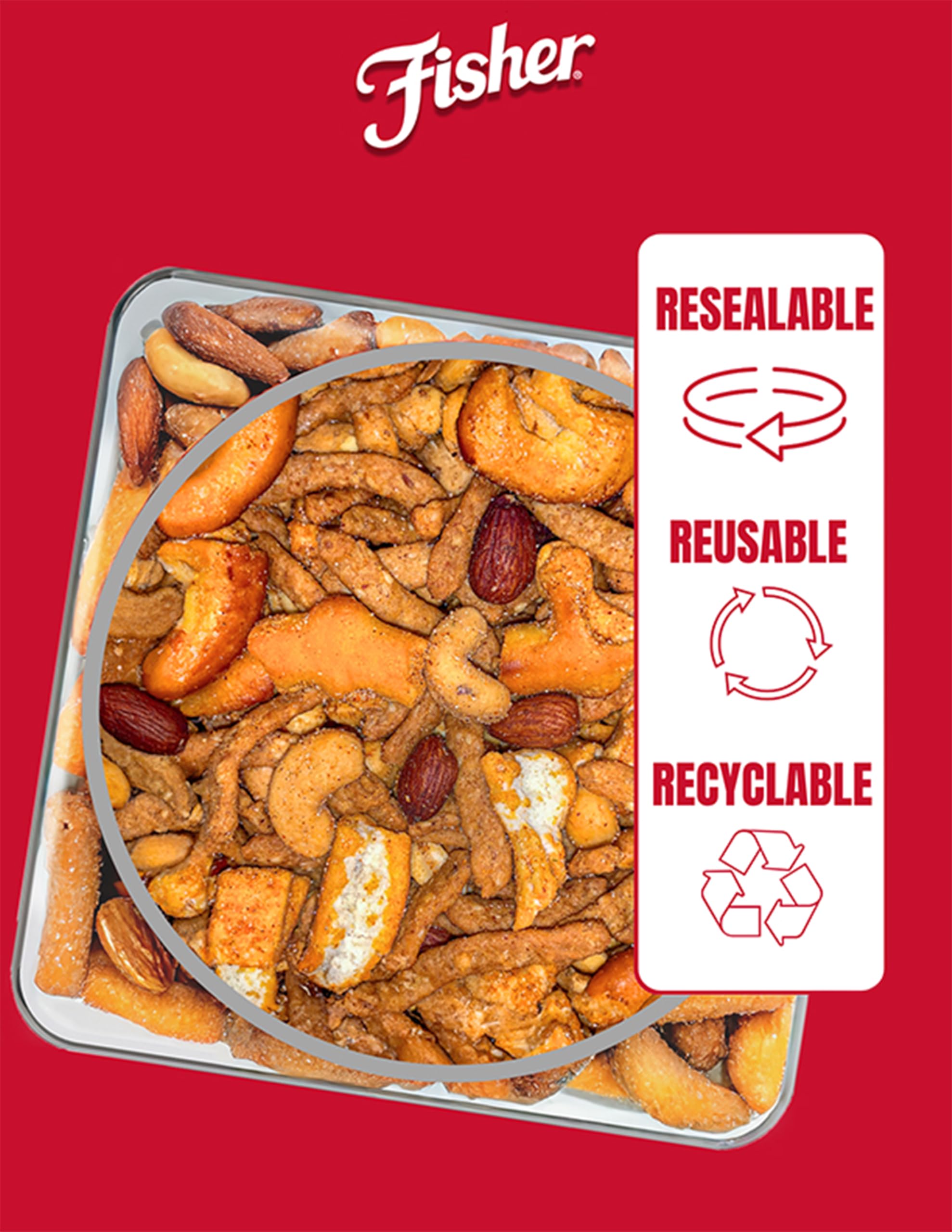 Snack-ready mix with sesame sticks, peanuts, pretzels and almonds for on-the-go