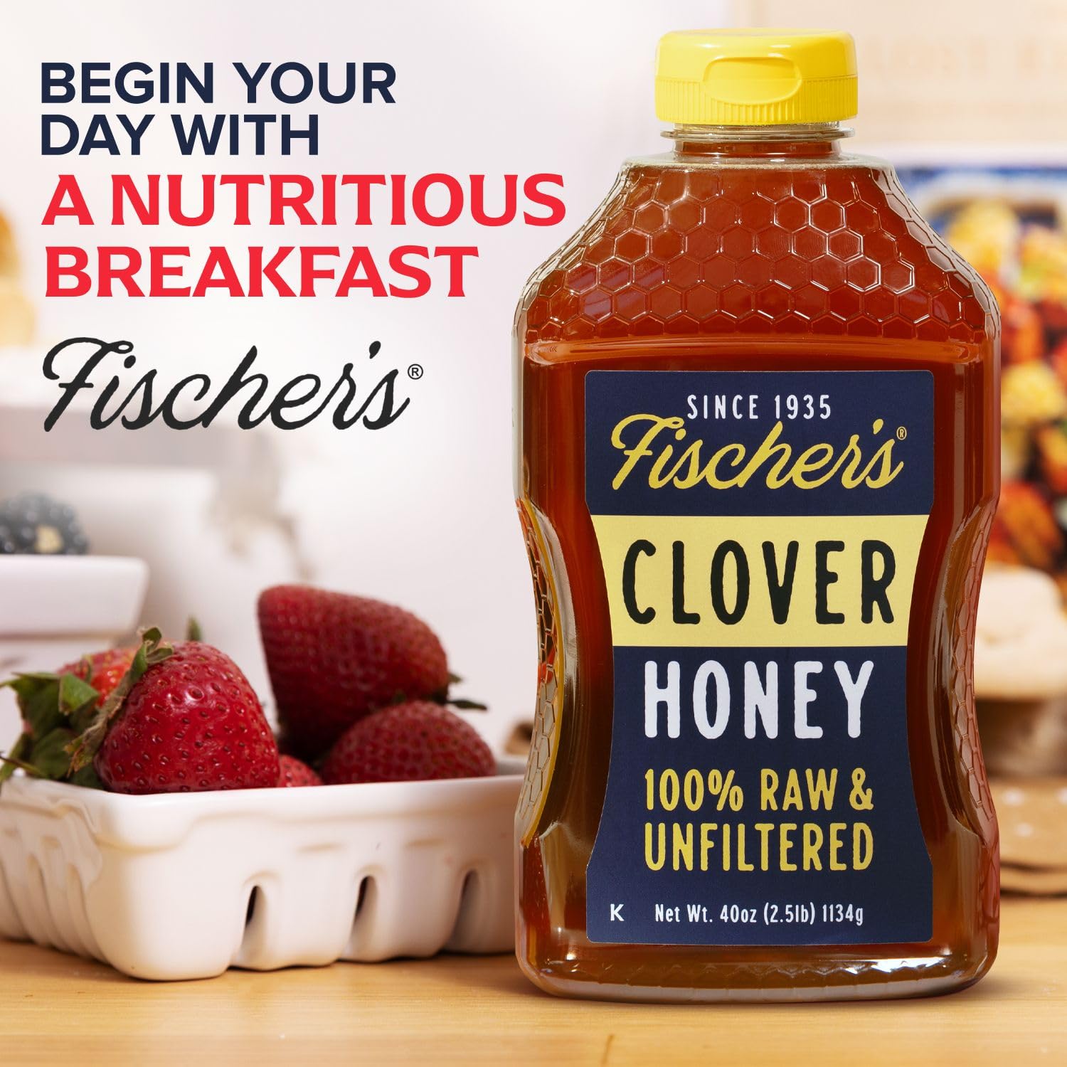 Fischer's Clover Honey baking adds mild floral notes.