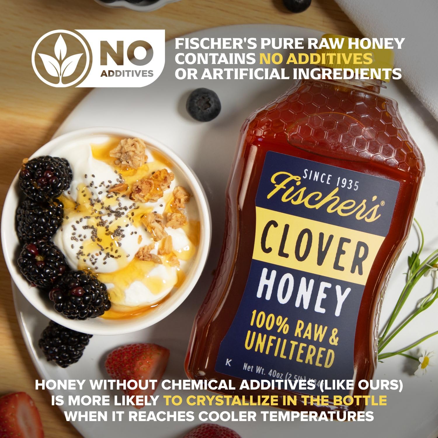 Fischer's Honey yogurt granola topping adds natural sweetness.