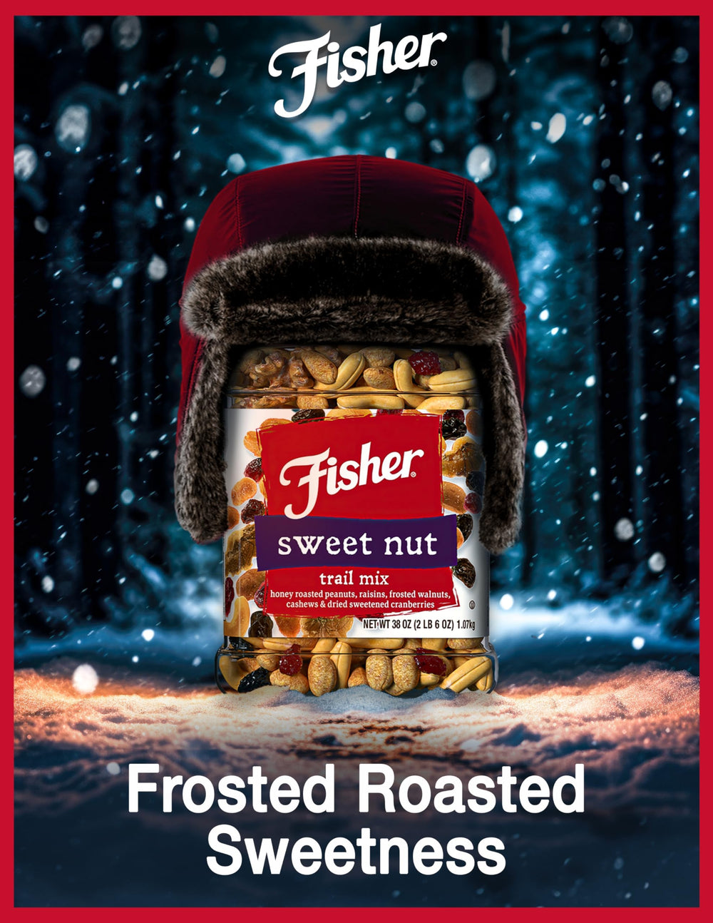 Resealable Fisher's canister keeps trail mix fresh for travel and home