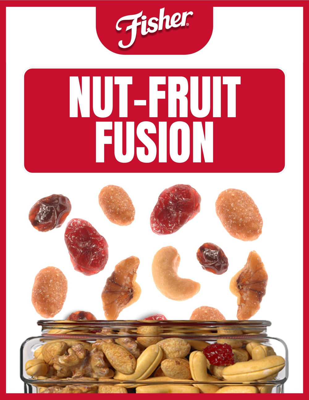 Fisher's trail mix with raisins and cranberries for a balanced sweet-salty bite
