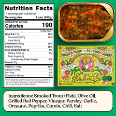 Close-up of Fishwife rainbow trout chimichurri flavor profile