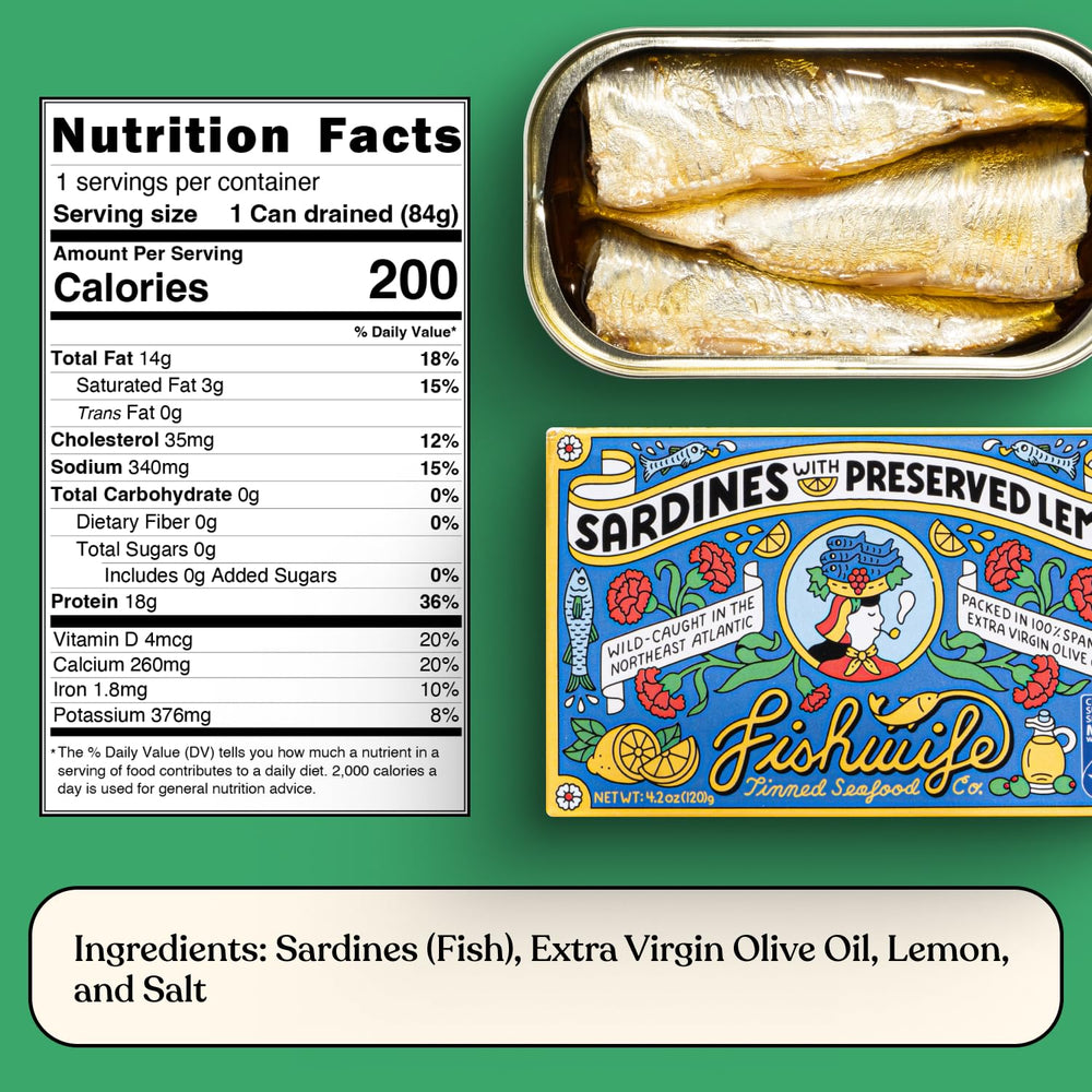 Fishwife Sardine Quad hot pepper tin adds a flavorful kick.