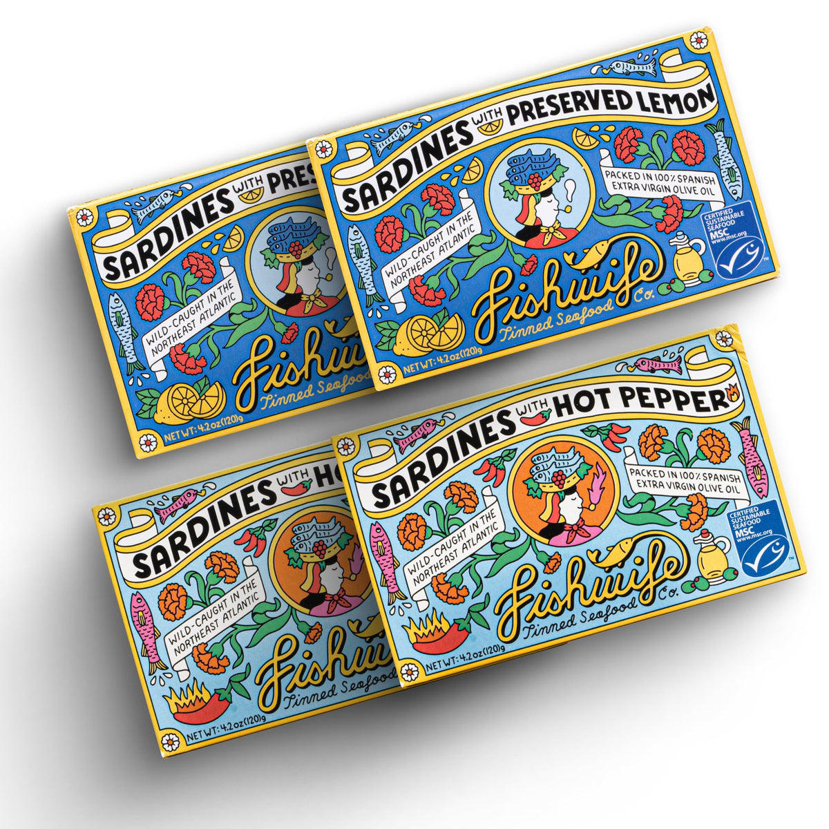 Fishwife Sardine Quad lemon tin, ideal for quick, high-protein lunches.