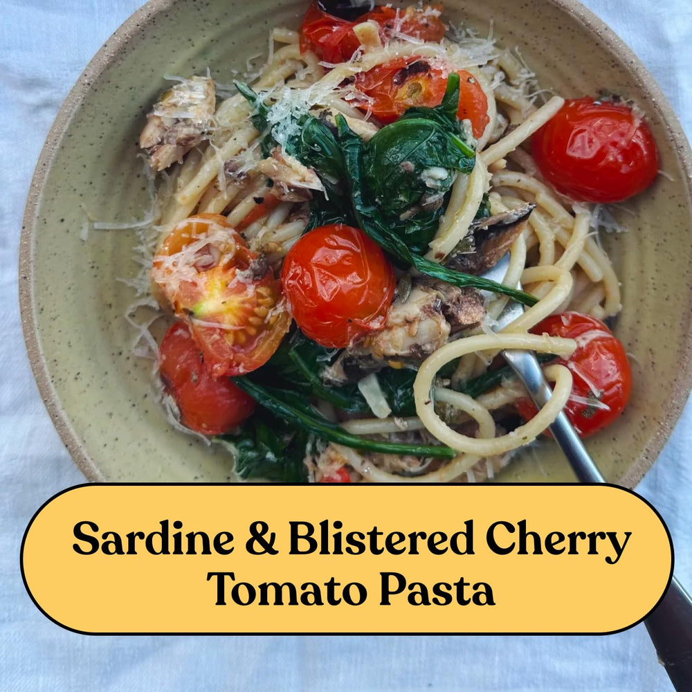 Fishwife Sardine Quad with pasta dish idea for dinner.
