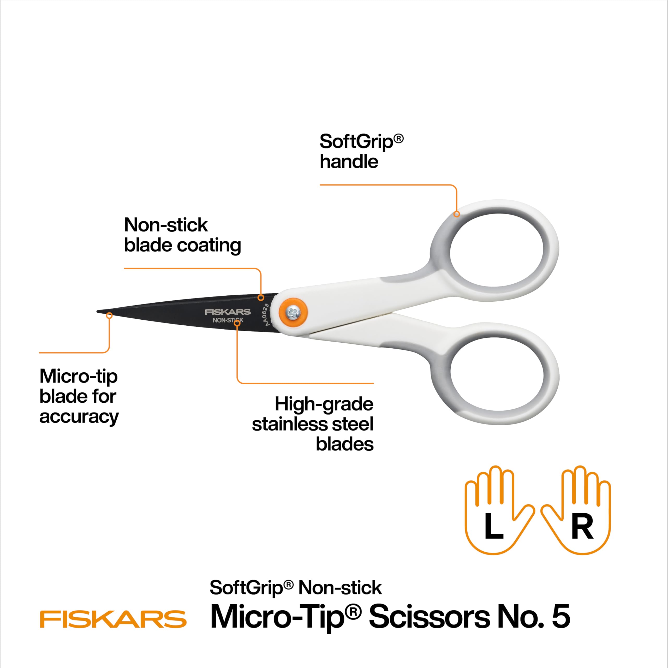 Fiskars Micro Trip Scissors nonstick coating gliding through adhesive materials