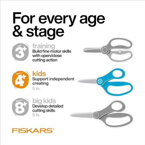 Fiskars SoftGrip blunt-tip kids scissors ergonomic handles reduce fatigue during crafts