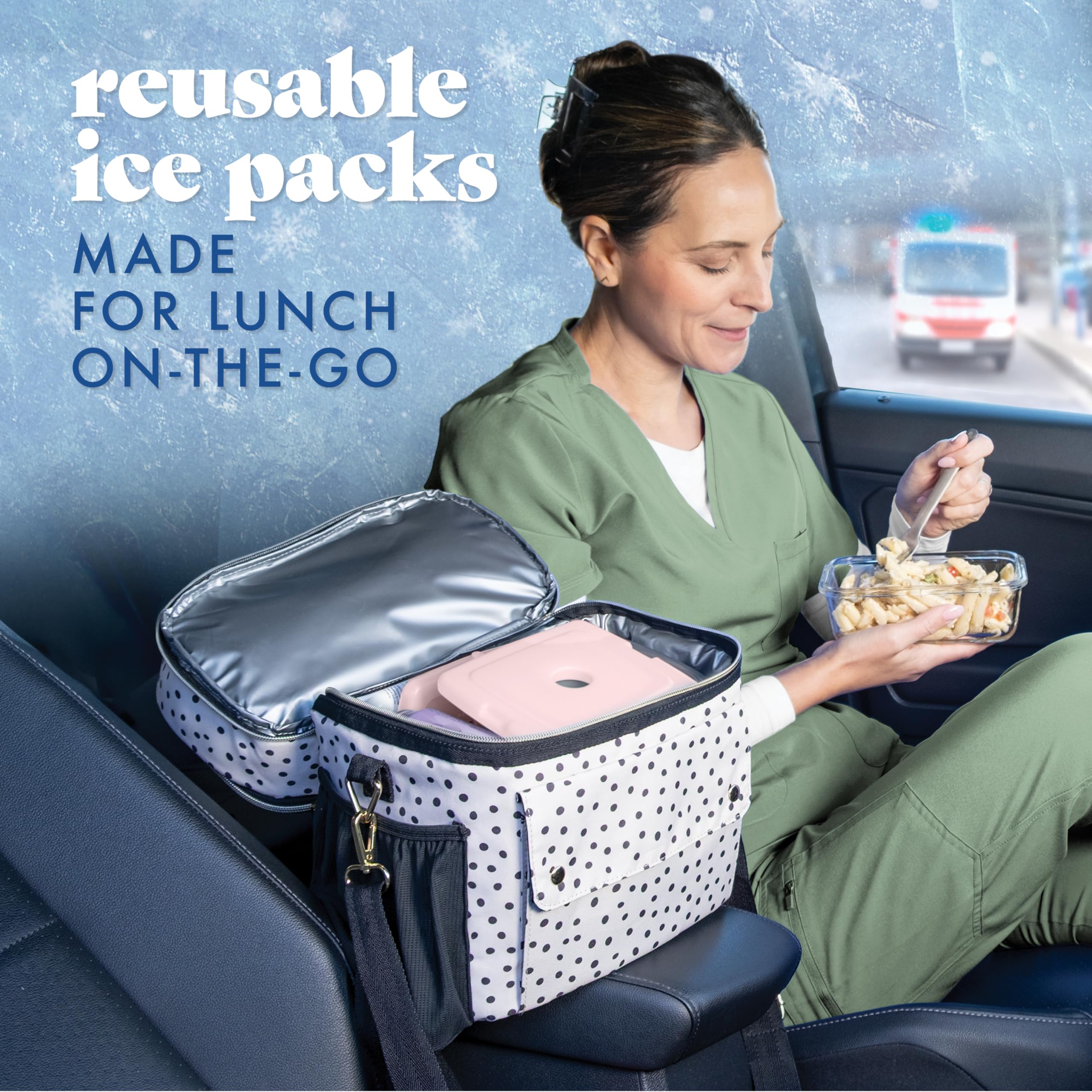 Fit & Fresh Cool Coolers slim profile fits compact lunch totes.