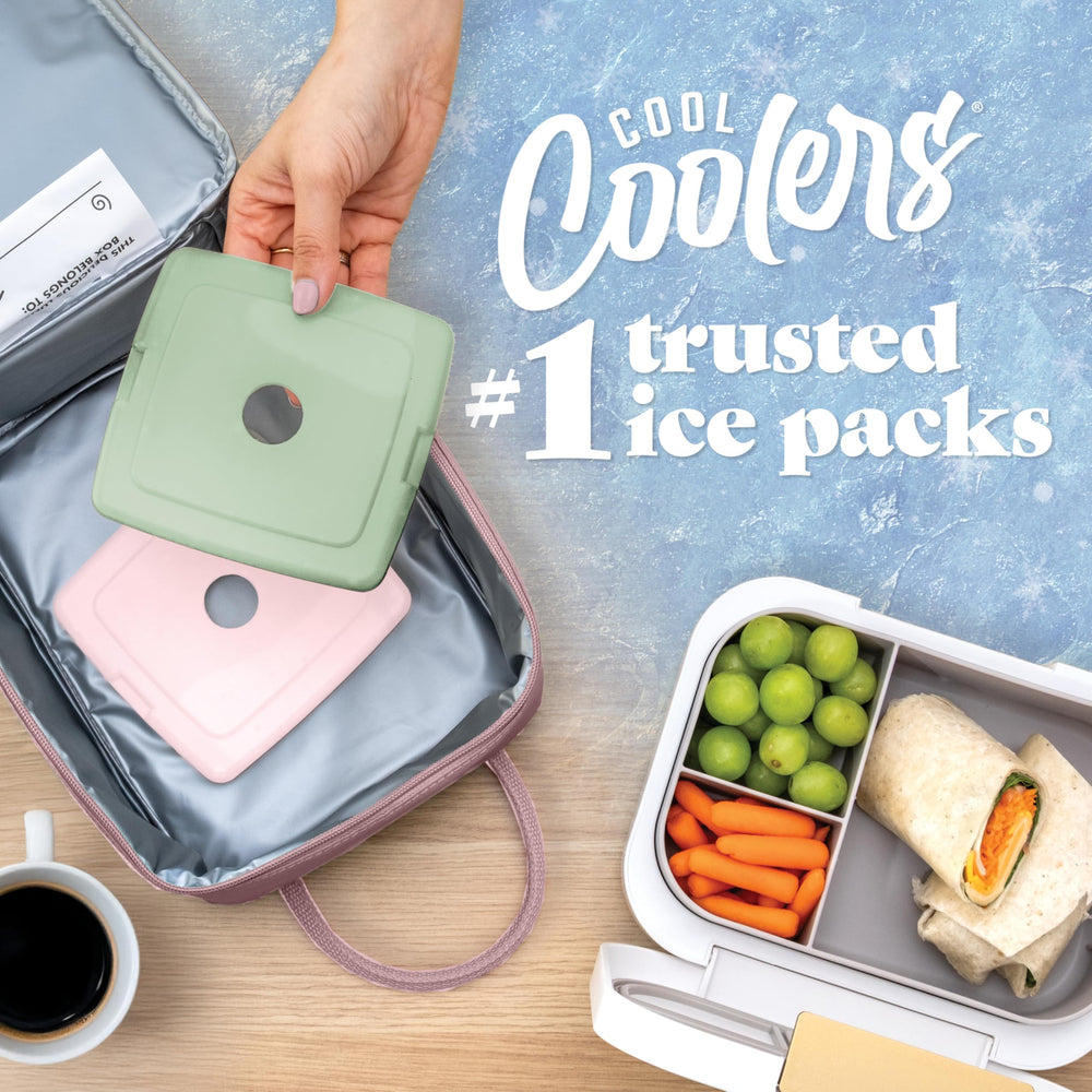 Fit and Fresh Cool Coolers four-pack tucked in a lunch bag for organized cooling.
