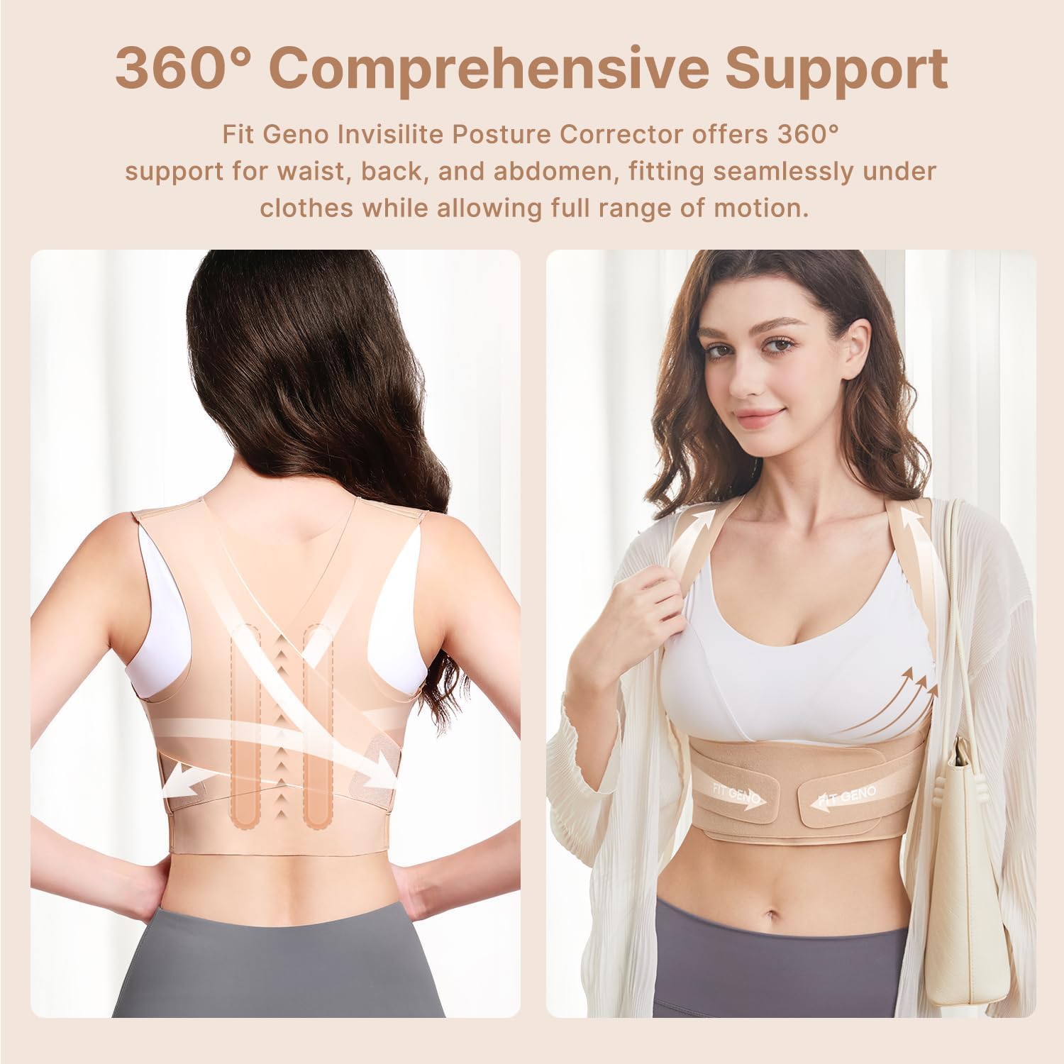 Fit Geno Invisilite adjustable strap in action provides customizable upper body support